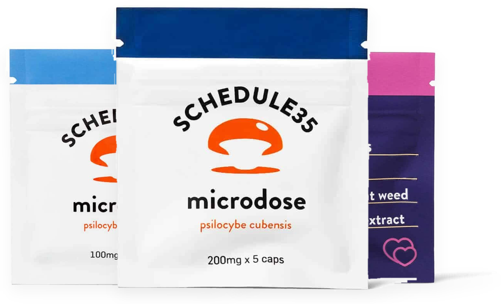 Schedule35 microdose and loverdose psilocybin capsule pouches